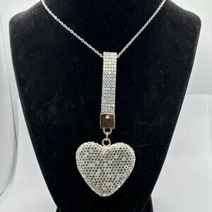 Y2K Silver Heart Rhinestone Necklace